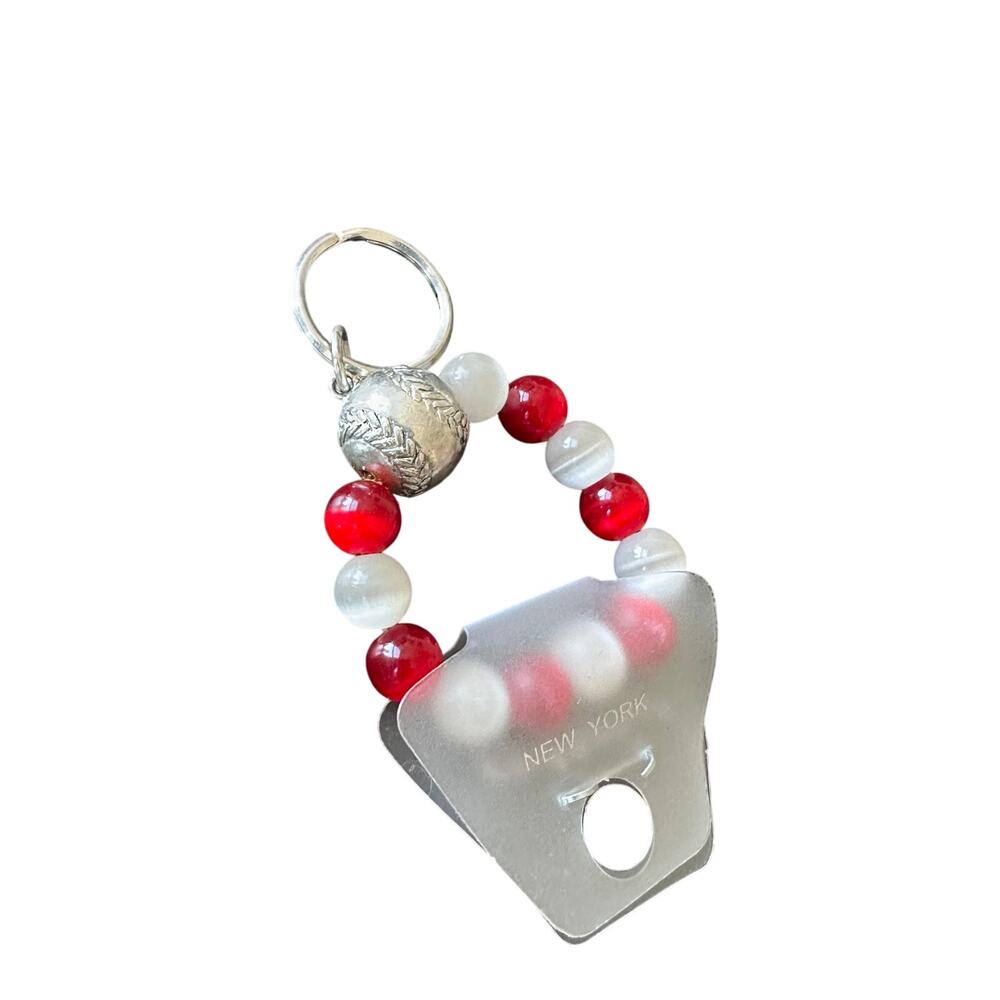 Baseball Themed Beaded Keychain